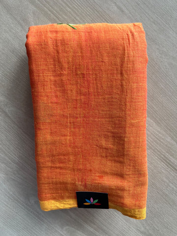 Floral Embroidered Feather Light Mul Cotton Saree (Without Blouse) - 36528