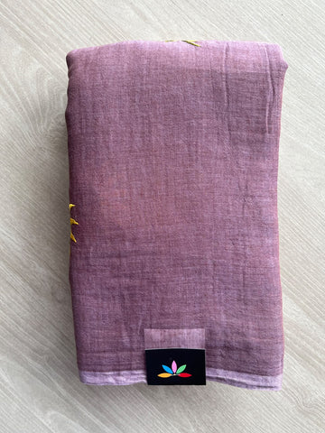 Floral Embroidered Feather Light Mul Cotton Saree (Without Blouse) - 36532