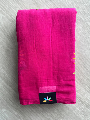 Floral Embroidered Feather Light Mul Cotton Saree (Without Blouse) - 36557