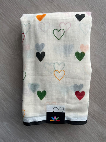 Heart Printed Light Weight Mul Cotton Saree (Without Blouse) - 36709-36710