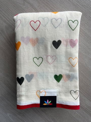 Heart Printed Light Weight Mul Cotton Saree (Without Blouse) - 36711-36712