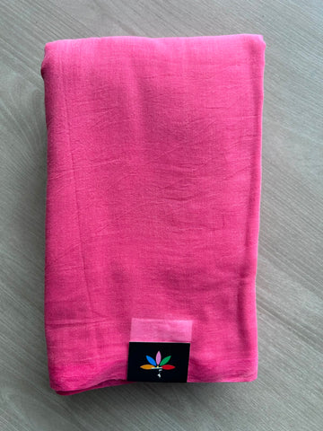 Hot Pink Plain Feather Light Mul Cotton Saree (Without blouse) - 32963-32964