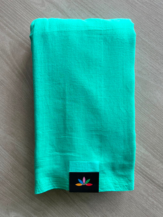 Light Sea Green Plain Feather Light Mul Cotton Saree (Without blouse) - 32973-32974