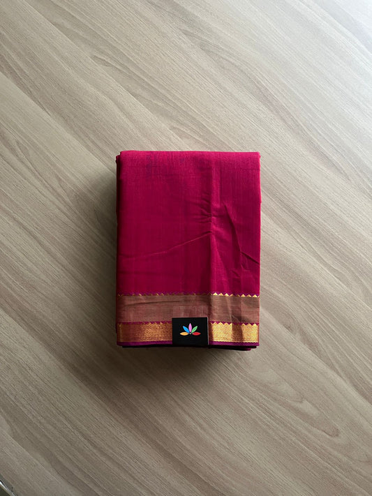 Handwoven Contrast Border Mangalagiri Cotton Saree -14807-14809