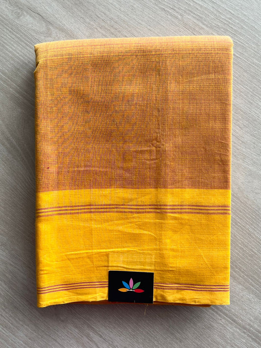 Double Tone (Copper Shade/Bright Yellow) Handloom Mangalagiri Cotton Saree -17318-17319