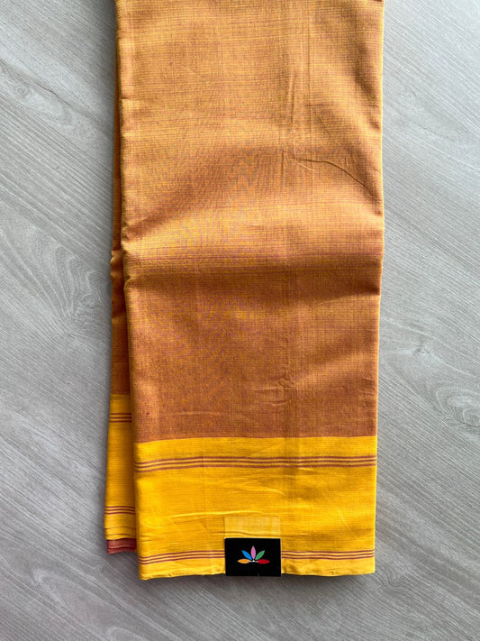 Double Tone (Copper Shade/Bright Yellow) Handloom Mangalagiri Cotton Saree -17318-17319