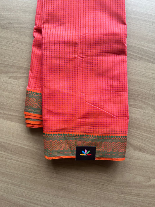 Small Thread Border Handloom Mangalagiri Cotton Saree -19583