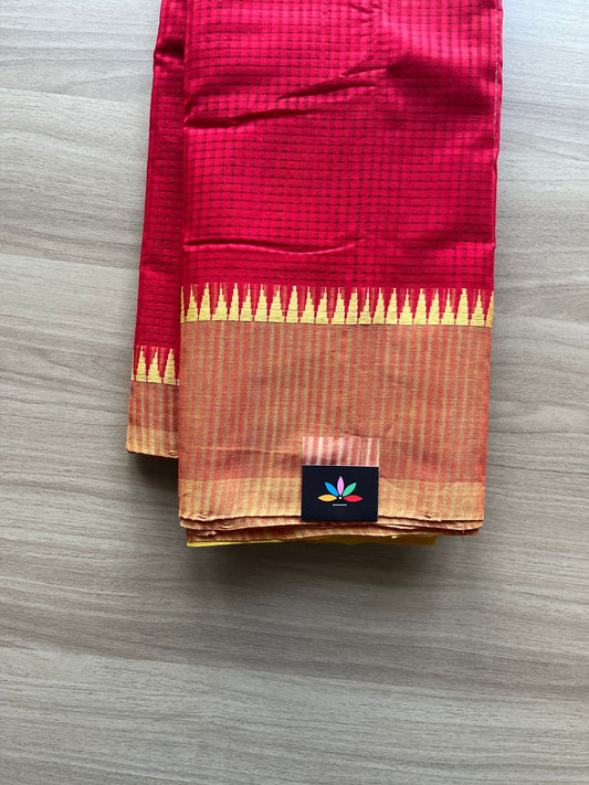 Missing checks Handloom Mangalagiri Cotton Saree -19603