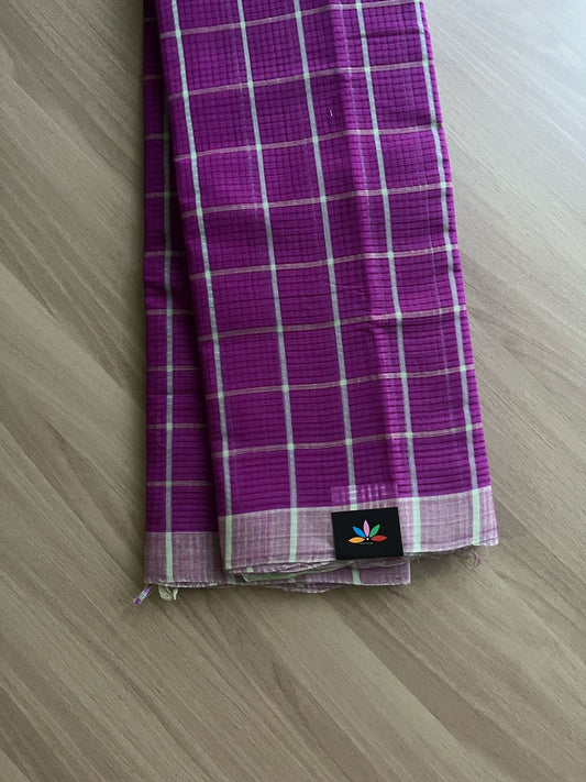 Checked Missing checks Handloom Mangalagiri Cotton Saree -22098