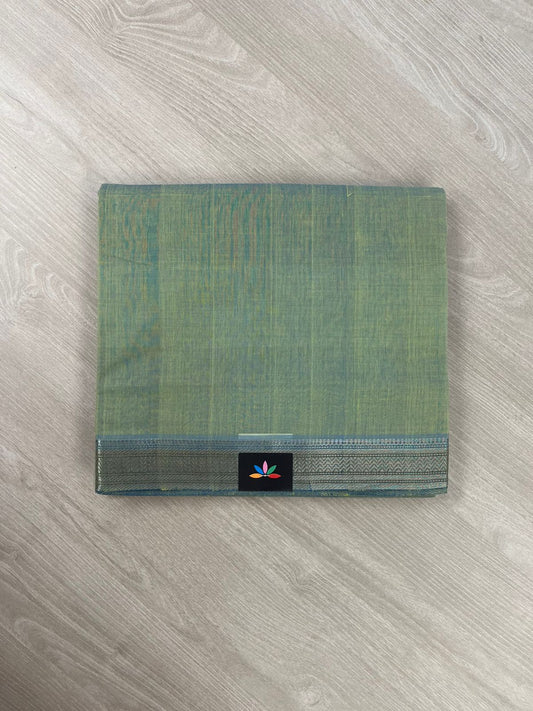 Mint Green Handwoven Fine Zari Nizam Border Mangalagiri Cotton Saree-23432