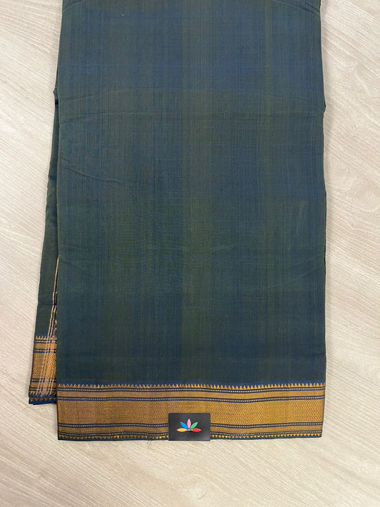 Restring green Handwoven Fine Zari Nizam Border Mangalagiri Cotton Saree-23435