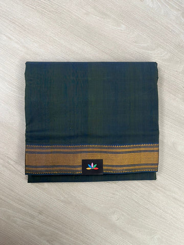 Restring green Handwoven Fine Zari Nizam Border Mangalagiri Cotton Saree-23435