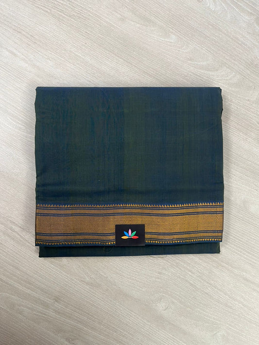 Restring green Handwoven Fine Zari Nizam Border Mangalagiri Cotton Saree-23435