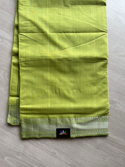 Apple GreenHandwoven Fine Zari Nizam Border Mangalagiri Cotton Saree-23436