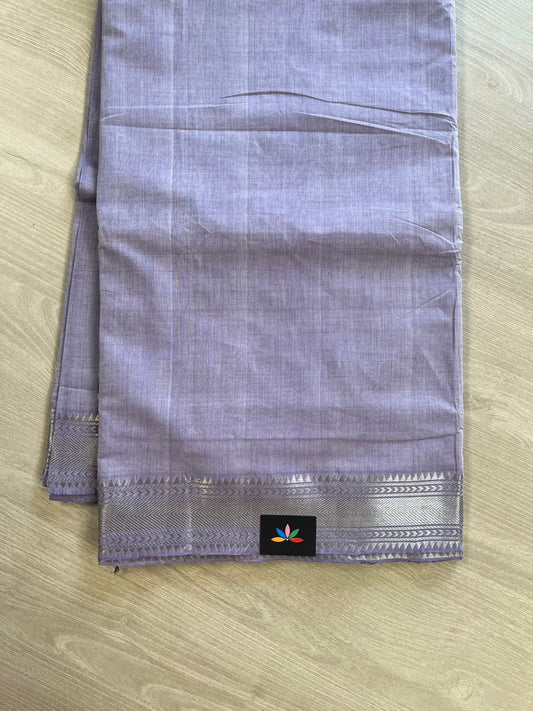 Light Purple Handwoven Fine Zari Nizam Border Mangalagiri Cotton Saree-23437