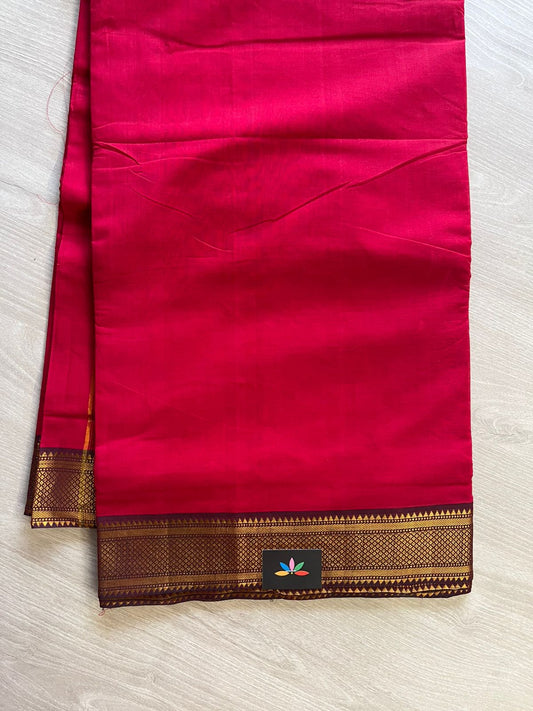 Handwoven Fine Zari Nizam Border Mangalagiri Cotton Saree-23441