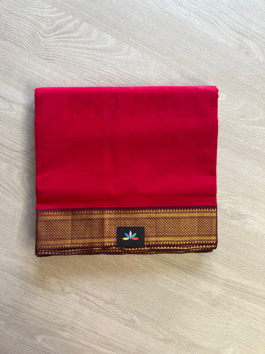 Handwoven Fine Zari Nizam Border Mangalagiri Cotton Saree-23441