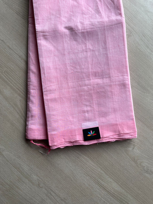 Handloom Mangalagiri Plain Cotton Saree with Contrast Blouse Fabric-23455