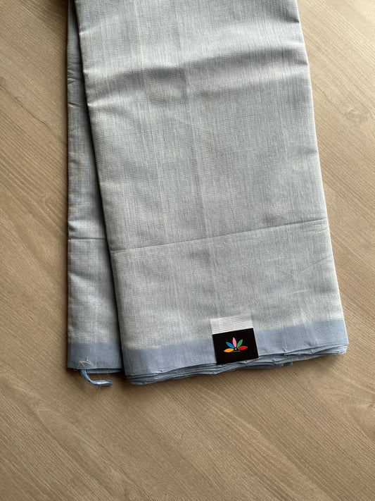 Handloom Mangalagiri Plain Cotton Saree with Contrast Blouse Fabric-23456