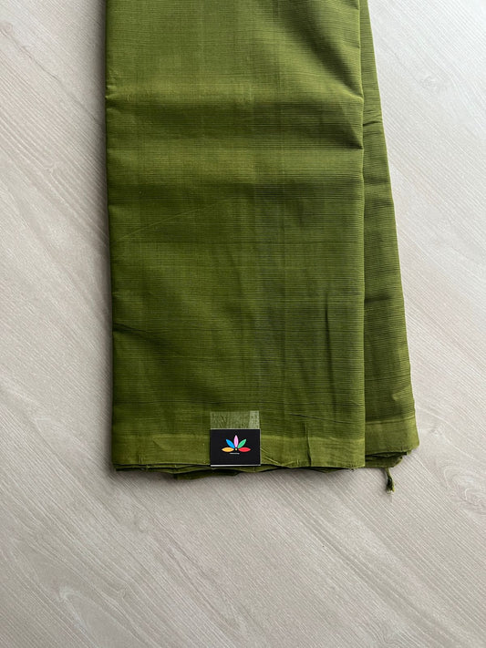 Handloom Mangalagiri Plain Cotton Saree with Contrast Blouse Fabric-23461