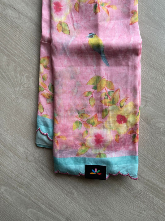 Scallop Border Digital Printed Mangalagiri Silk Cotton Saree-23490
