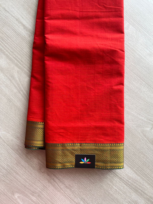 Handwoven Fine Zari Nizam Border Mangalagiri Cotton Saree-23838