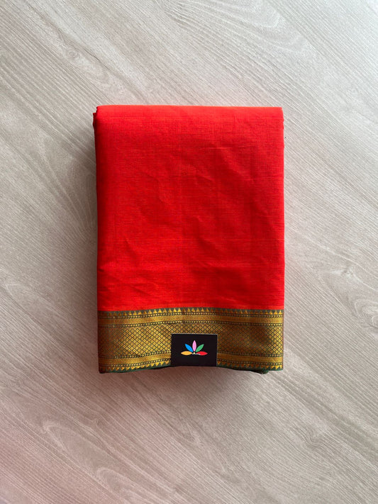 Handwoven Fine Zari Nizam Border Mangalagiri Cotton Saree-23838