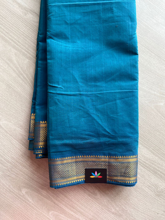 Handwoven Fine Zari Nizam Border Mangalagiri Cotton Saree-23839
