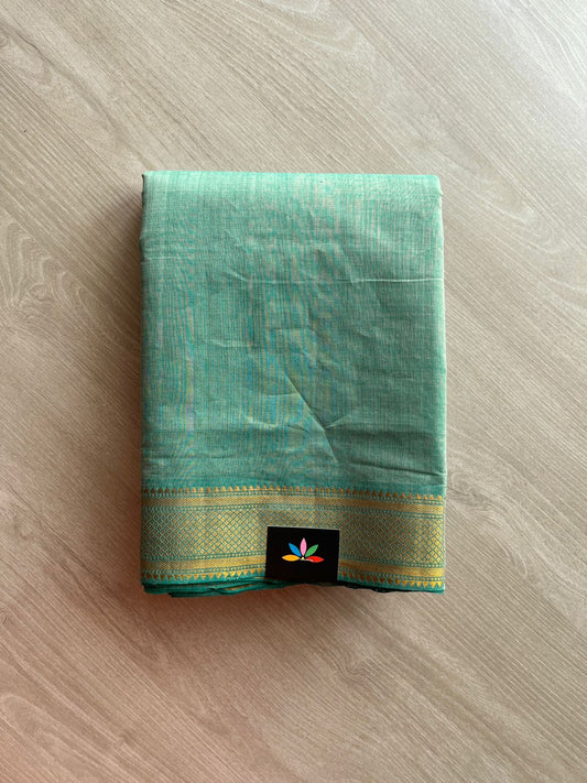 Handwoven Fine Zari Nizam Border Mangalagiri Cotton Saree-23840