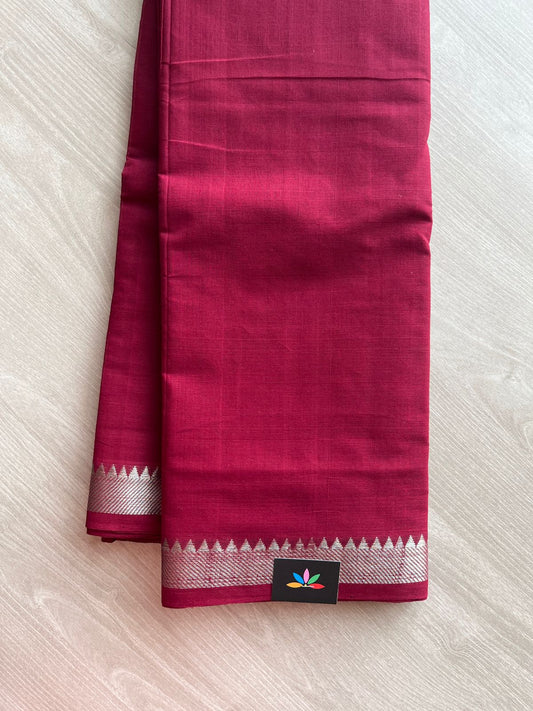 Handwoven Fine Zari Nizam Border Mangalagiri Cotton Saree-23842