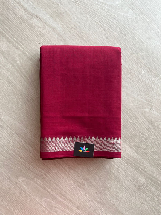 Handwoven Fine Zari Nizam Border Mangalagiri Cotton Saree-23842
