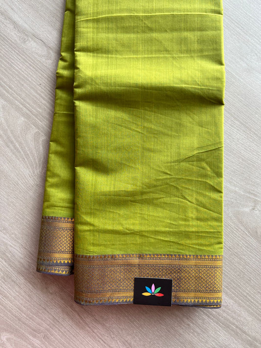 Handwoven Fine Zari Nizam Border Mangalagiri Cotton Saree-23844