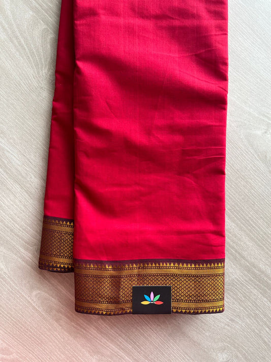 Handwoven Fine Zari Nizam Border Mangalagiri Cotton Saree-23845