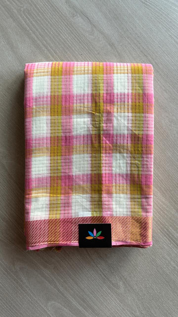 Checked Missing checks Handloom Mangalagiri Cotton Saree - 24982