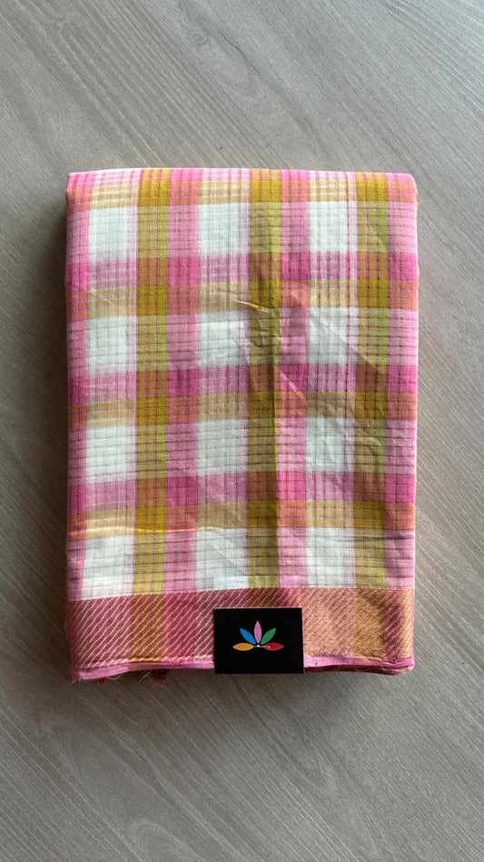 Checked Missing checks Handloom Mangalagiri Cotton Saree - 24982