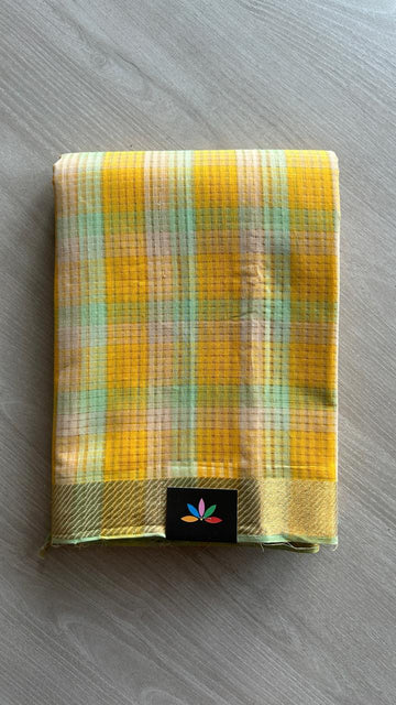 Checked Missing checks Handloom Mangalagiri Cotton Saree - 24983