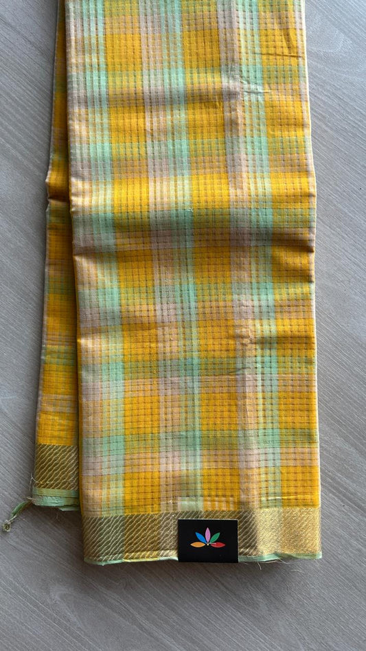 Checked Missing checks Handloom Mangalagiri Cotton Saree - 24983