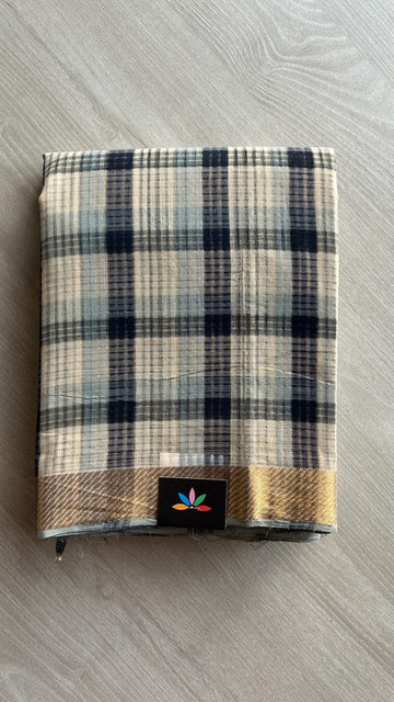 Checked Missing checks Handloom Mangalagiri Cotton Saree - 24984