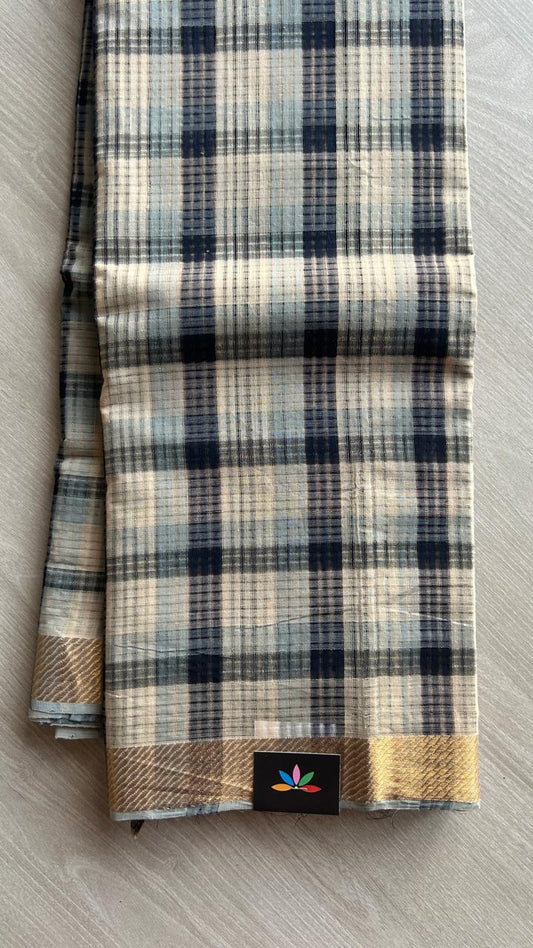Checked Missing checks Handloom Mangalagiri Cotton Saree - 24984