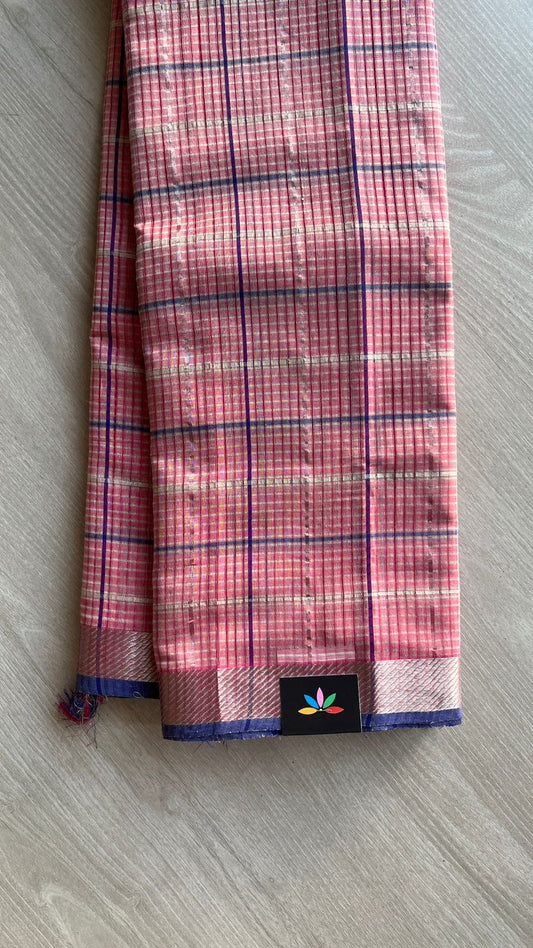 Checked Missing checks Handloom Mangalagiri Cotton Saree -24988