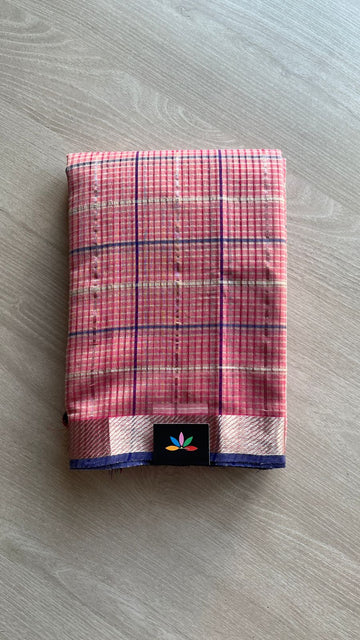 Checked Missing checks Handloom Mangalagiri Cotton Saree -24988