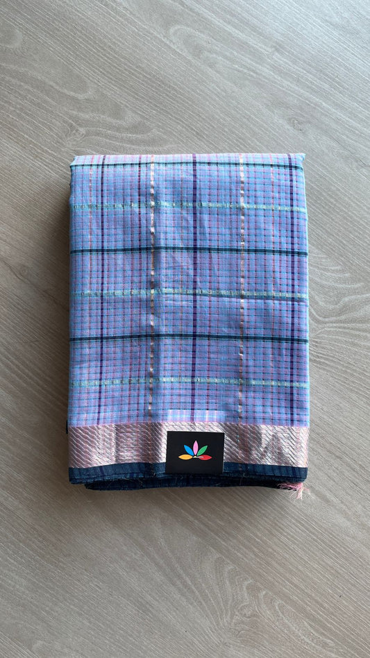 Checked Missing checks Handloom Mangalagiri Cotton Saree -24989