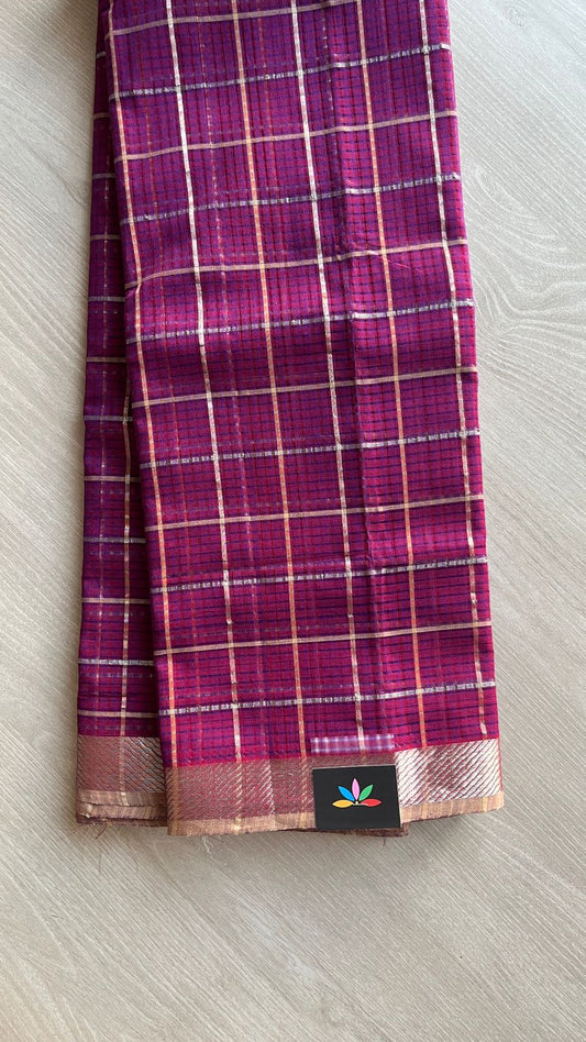 Checked Missing checks Handloom Mangalagiri Cotton Saree -24991