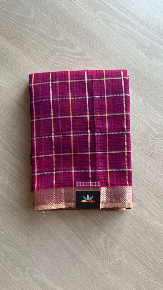 Checked Missing checks Handloom Mangalagiri Cotton Saree -24991