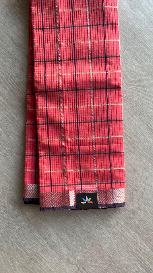 Checked Missing checks Handloom Mangalagiri Cotton Saree -24995