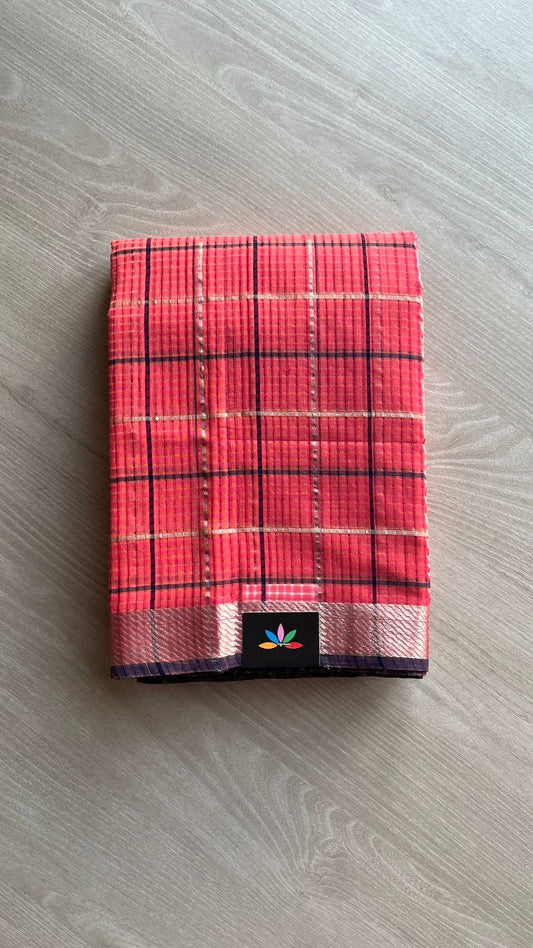 Checked Missing checks Handloom Mangalagiri Cotton Saree -24995