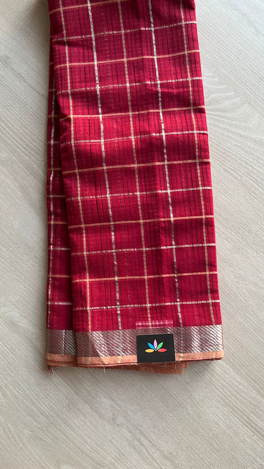 Checked Missing checks Handloom Mangalagiri Cotton Saree -24996