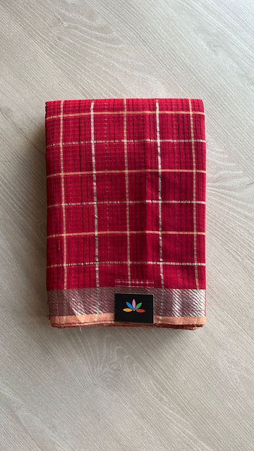 Checked Missing checks Handloom Mangalagiri Cotton Saree -24996