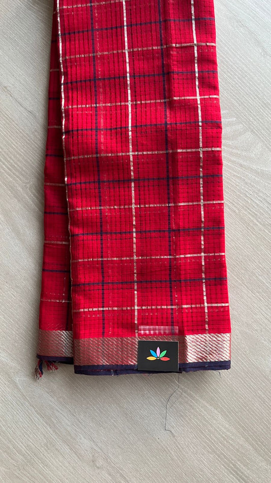 Checked Missing checks Handloom Mangalagiri Cotton Saree -24998