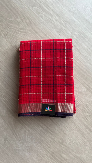 Checked Missing checks Handloom Mangalagiri Cotton Saree -24998